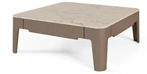 Bellotti Ezio Журнальный столик из ореха каналетто и столешница из золотого мрамора калакатта Palais royal 2016-48