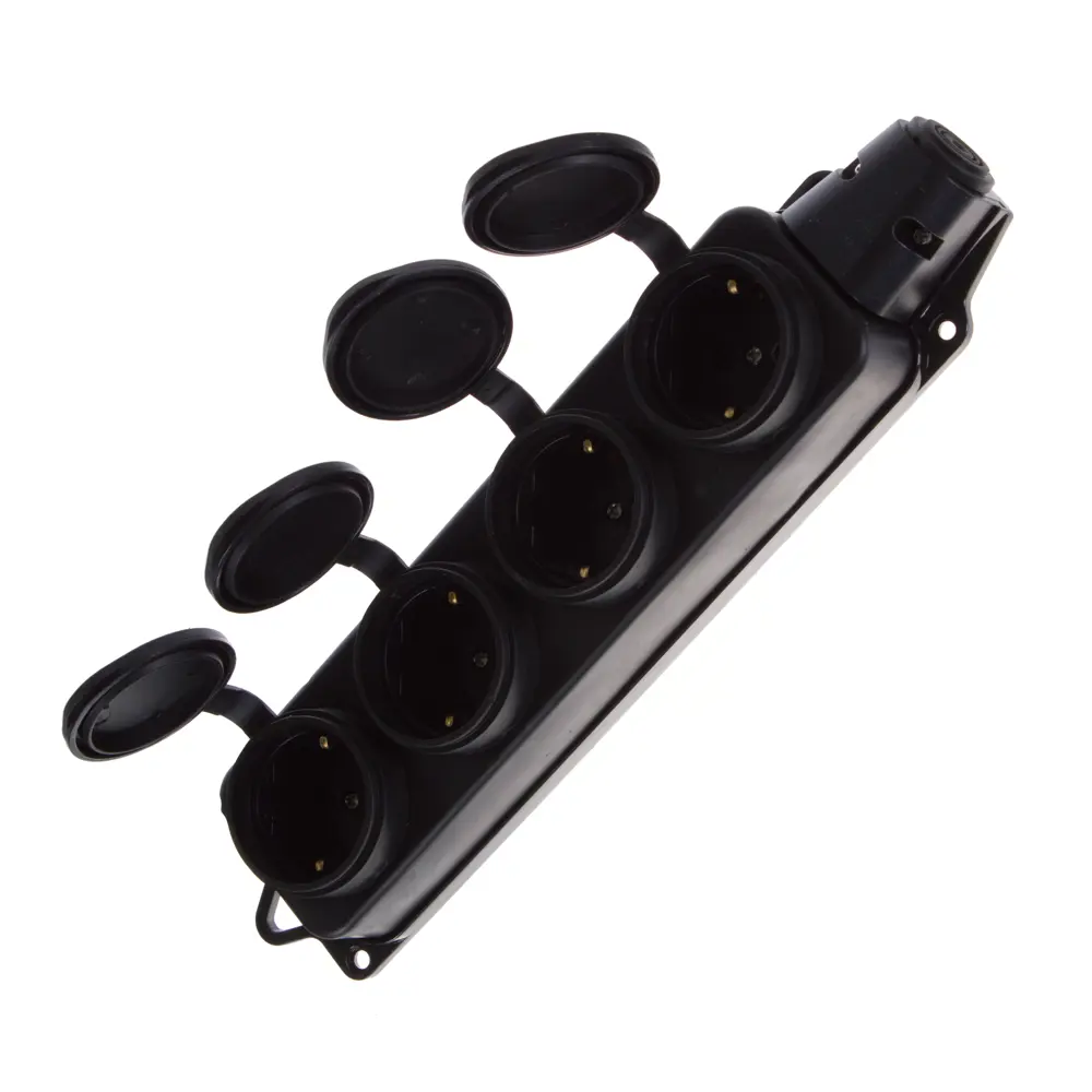 Колодка для удлинителя Lezard 4 розетки с заземлением 3500 Вт цвет черный STLM-2062333