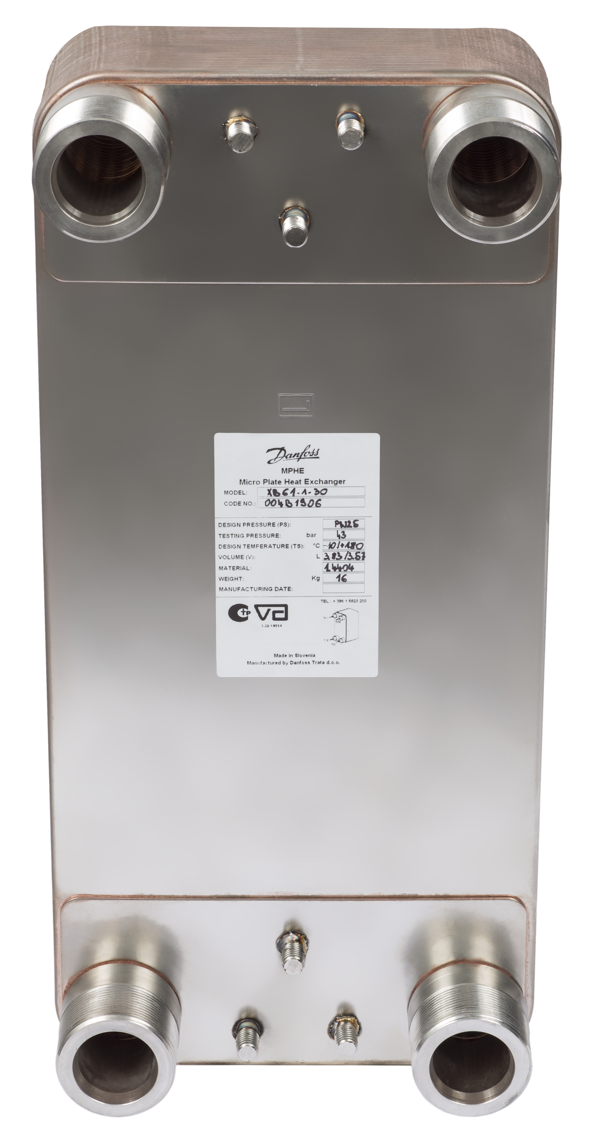 Danfoss Паяный пластинчатый теплообменник серии XB61 XB 61L-1 160 PN25 паяный ТО G2 004B3441  - Вид №72