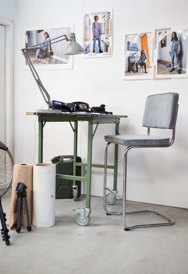 Стул барный Ridge Kink Rib серый Zuiver 1500005 - Вид №1