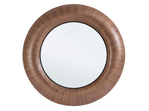 Круглое зеркало грецкого ореха с рамкой стены