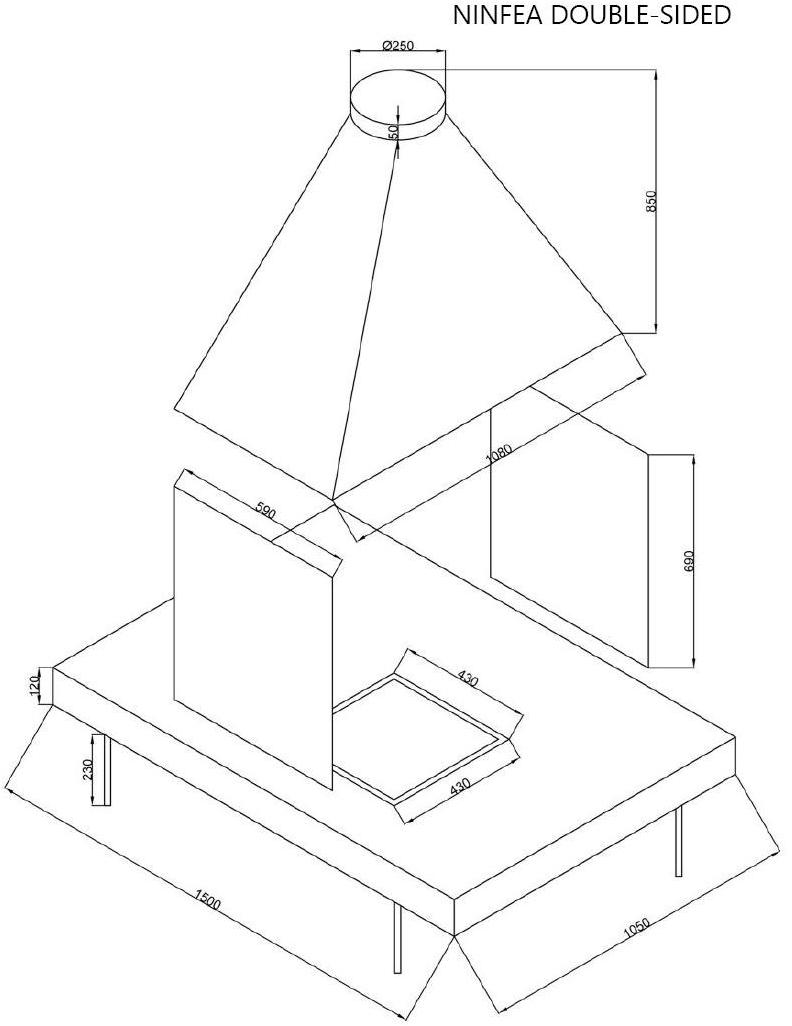ITALKERO Камин открытый газовый двусторонний sun-id-1477429 - Вид №1