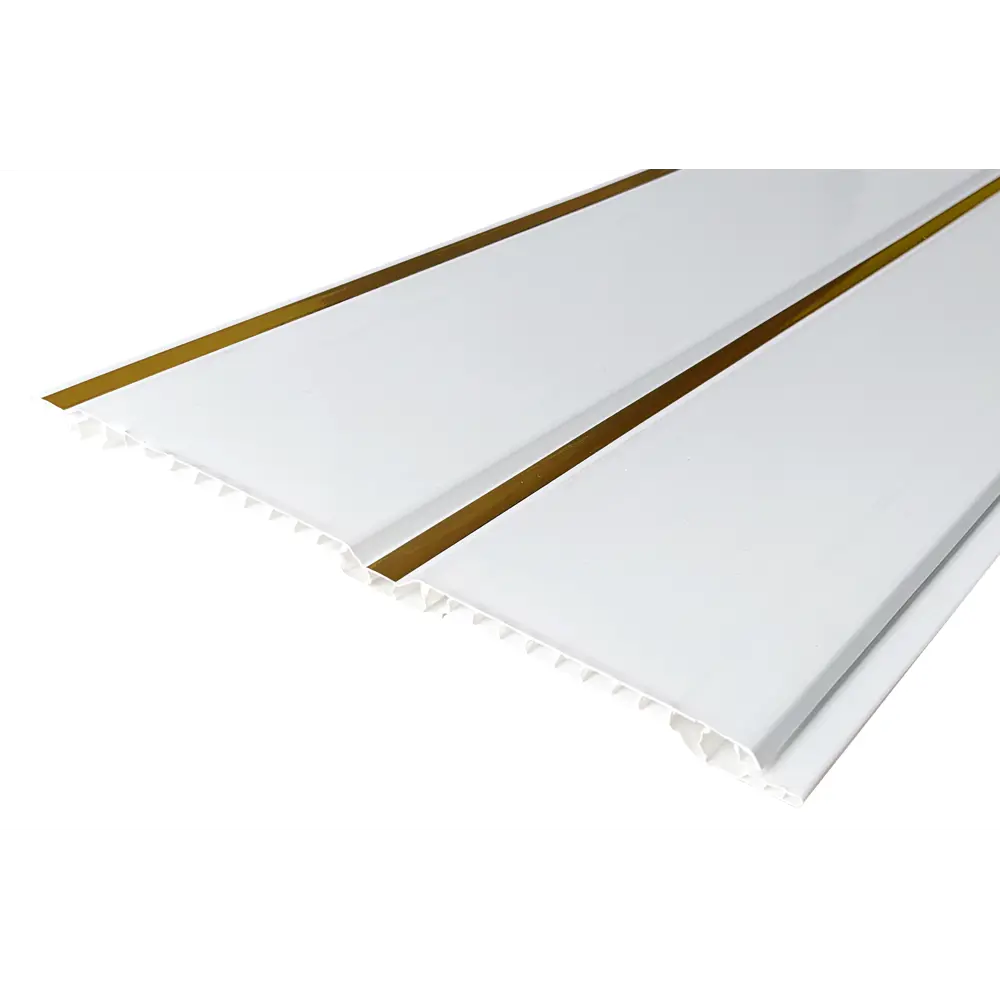 Потолочная панель ПВХ белый/золотой 3000x200x8 мм FINEBER STLM-2150811 - Вид №1