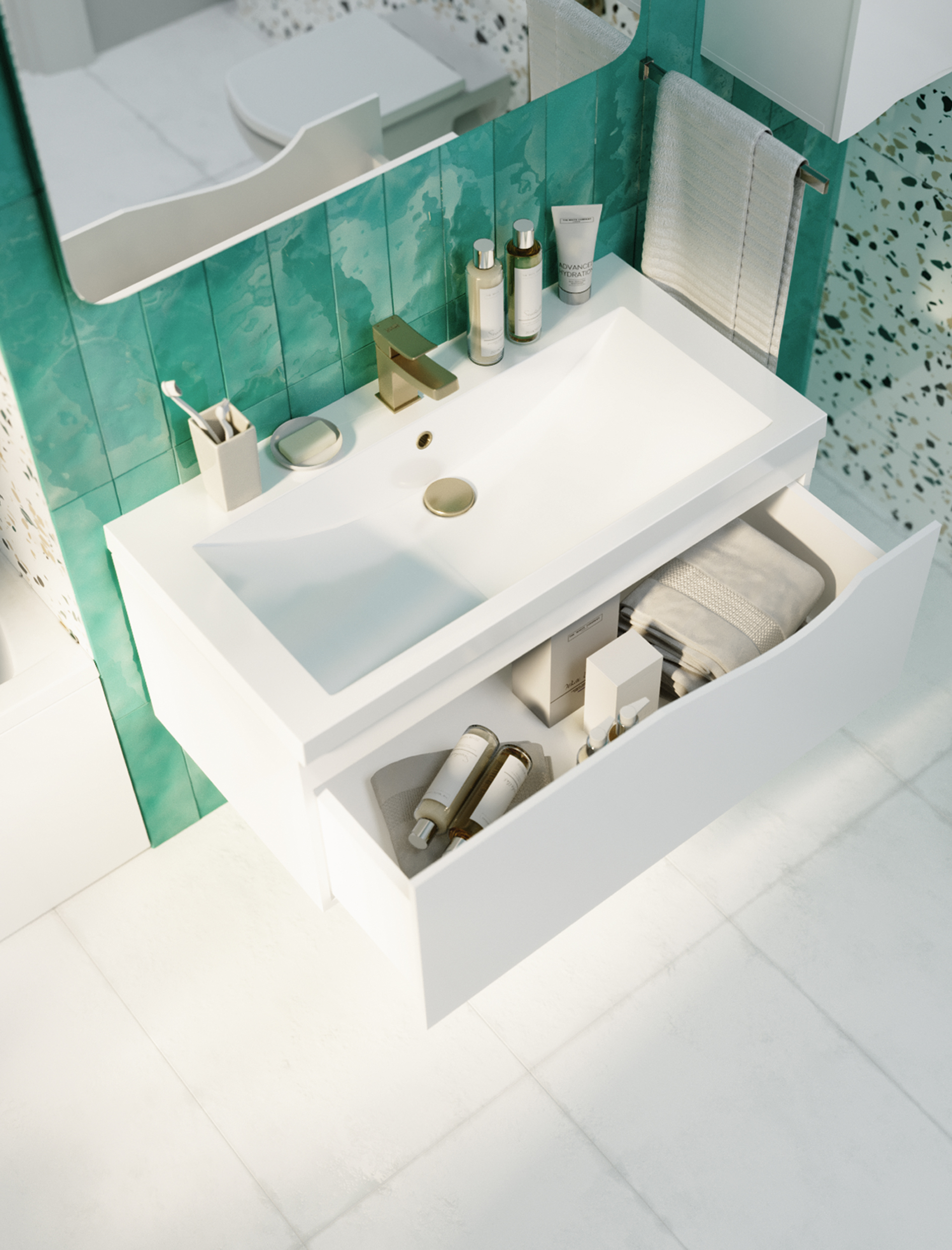 У57584 Тумба Этюд 90П 1в.я. Белый глянец 1 Marka Этюд  - Вид №3