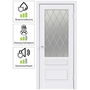 Дверь межкомнатная Сканди 3V остекленная эмаль цвет белый 70х200 см