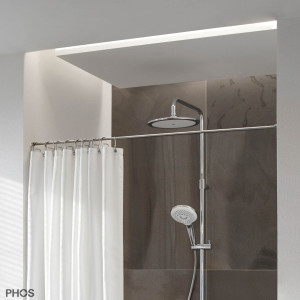 TKS12-1-W Стержень-зажим для занавесок для душа, 50 - 100 см. сделано, чтобы измерить. PHOS