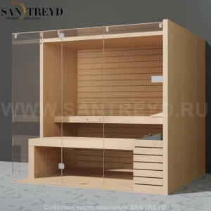 Effegibi SKY CORNER 105 SA55400027 Сауна. Мощность: 10,5 кВт макс. Размеры: длина 230 см, ширина 200 см. Отделка: канадский хемлок.