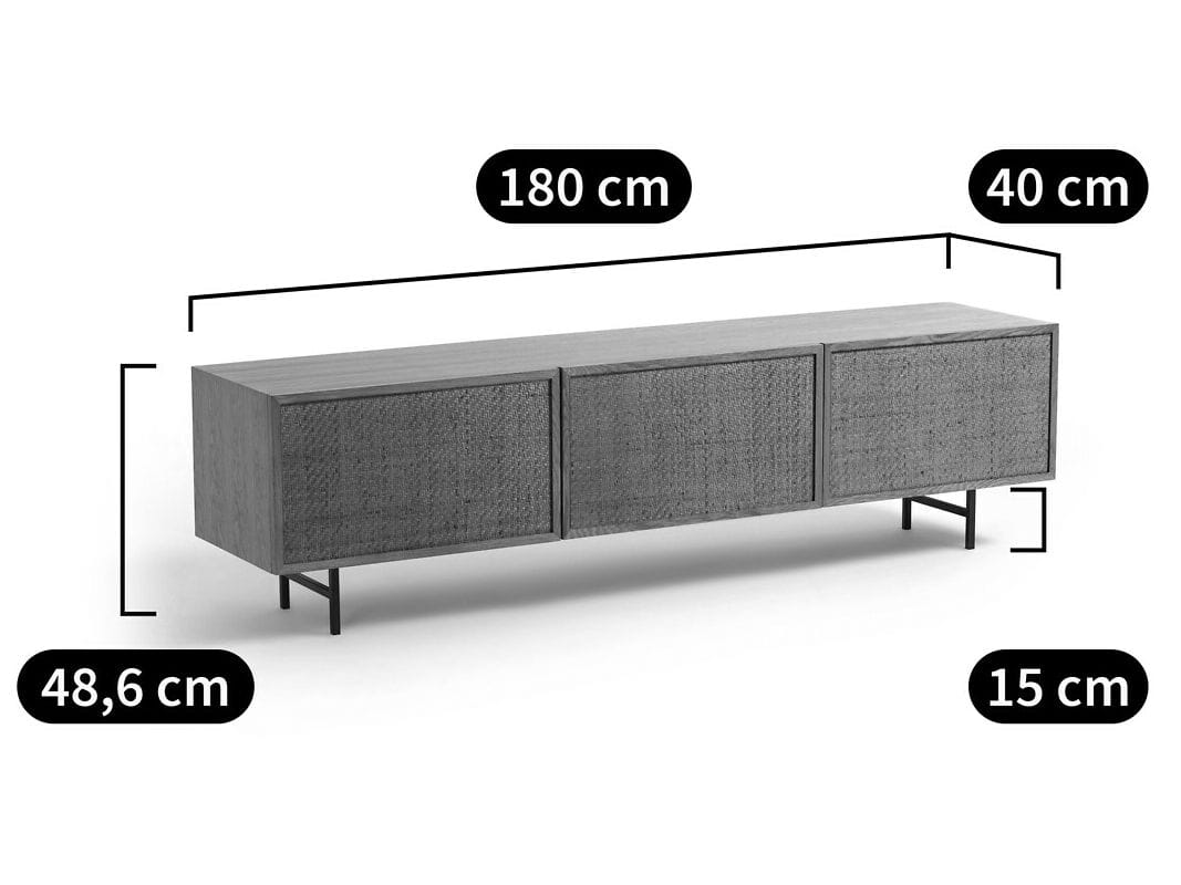 Плетеный и деревянный ТВ-шкаф с распашными дверцами AMPM PLETENICE ARCH-00115121 - Вид №8
