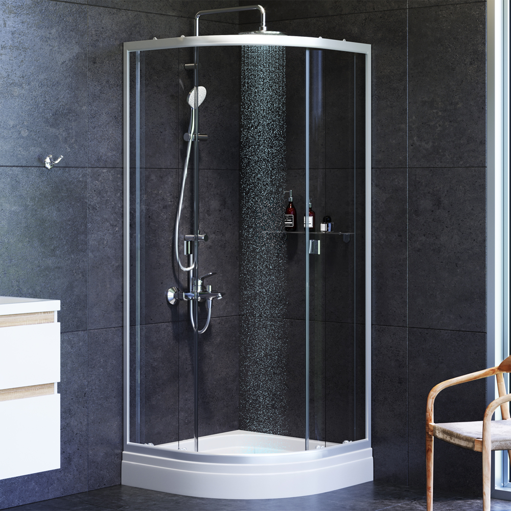 W83G-333-095CT Round 95 Душевое ограждение Round 95x95 стекло прозрачное проф хром глян AM.PM Like - Вид №1