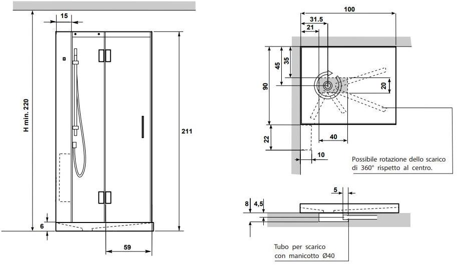 Gruppo Geromin Многофункциональная угловая душевая кабина из хрусталя с гидромассажем Tempo sun-id-1384185 - Вид №3