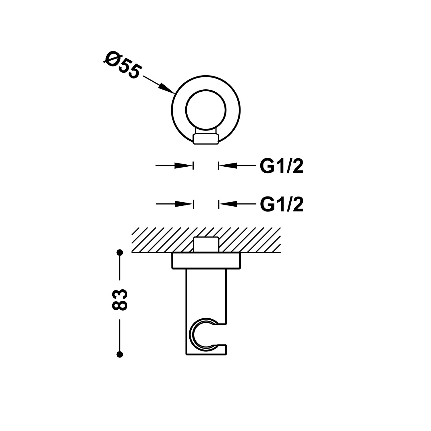 Стационарная опора с подачей воды для ручного душа и шланга-26118221 TRES RICAMBI - Вид №1