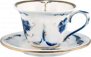 10621807 Гжельский фарфоровый завод Пара чайная "Милана",золото