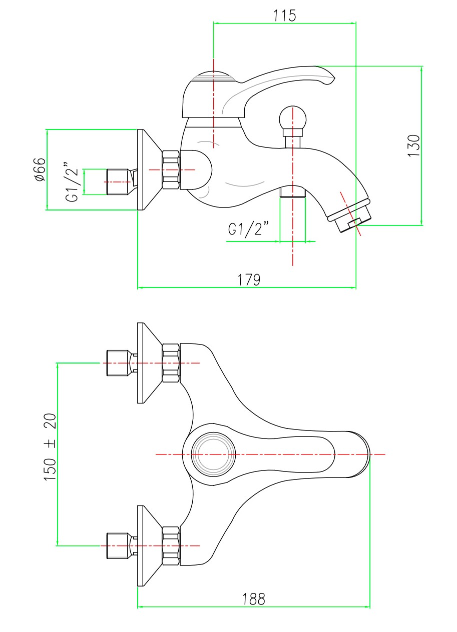 AU850102065 Смеситель для ванны Webert Aurora - Вид №1