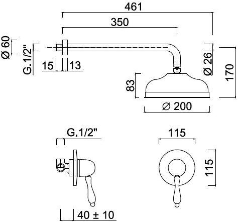 Rubinetteria Giulini Смеситель для душа одинарный с лейкой Harmony - harmony crystal 9515wb - Вид №1