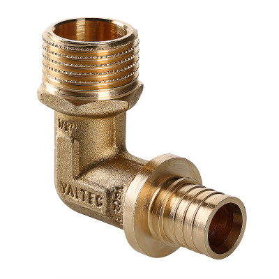 VTm.453.BG.002005 Фитинг аксиальный универсальный – угольник надвижной с переходом на наружную резьбу Valtec 20 (2,8) мм х 3/4" 