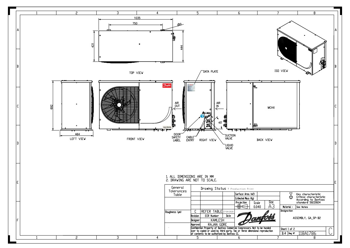 Danfoss OP-MSXM — компрессорно-конденсаторные агрегаты OP-MSXM099MLW05E Агрегат компр.-конд. 114X7071  - Вид №14