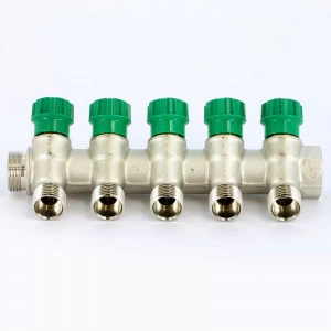 Коллектор НВ 3/4" с вентилями никелированный TIEMME 5 выходов 1/2"Н 36мм