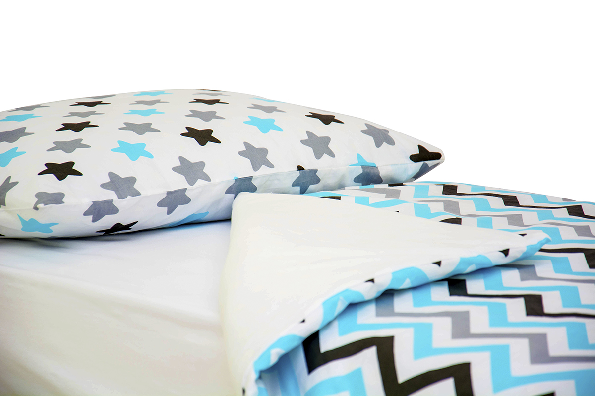 Детское постельное белье "Звезды-зигзаги" графит, бирюза, серое БЕЛЬМАРКО  327387 Голубой Santreyd  - Вид №2