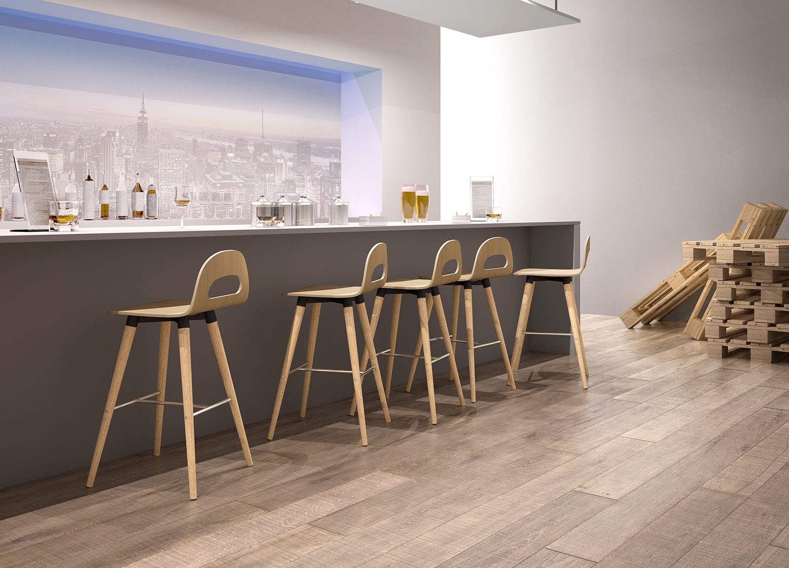 Высокий стул из шпона Leyform Samba ARCH-00152680 - Вид №3