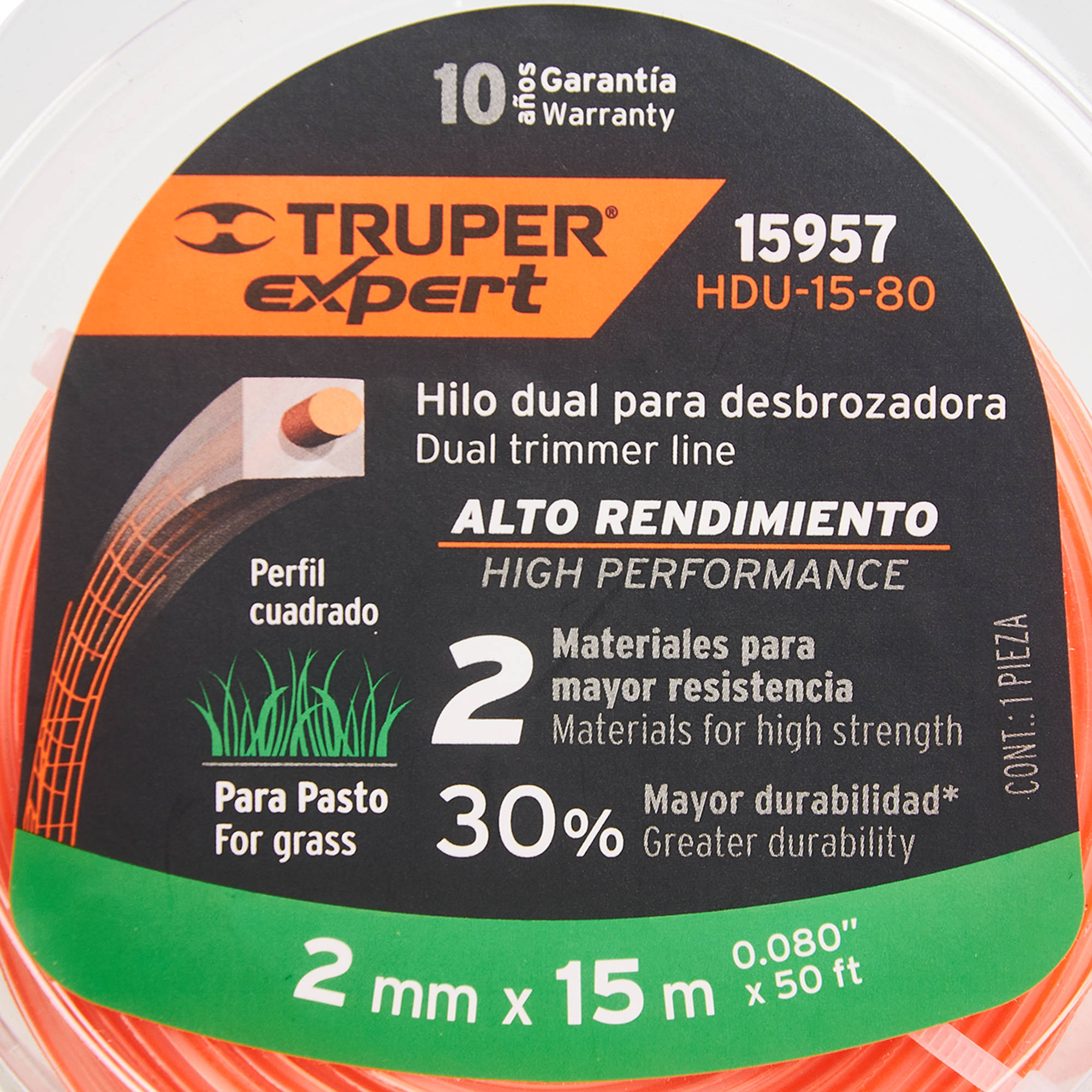 86870714 Леска для триммера Truper 15957 ø2 мм 15 м квадрат STLM-0072268 Santreyd  - Вид №2