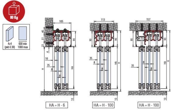 Metalglas Bonomi Комплект раздвижных дверей  Po-220  - Вид №1