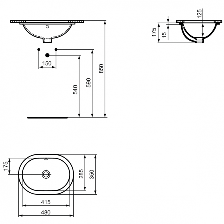 E504601 Раковина 48х35 см Ideal Standard CONNECT - Вид №3