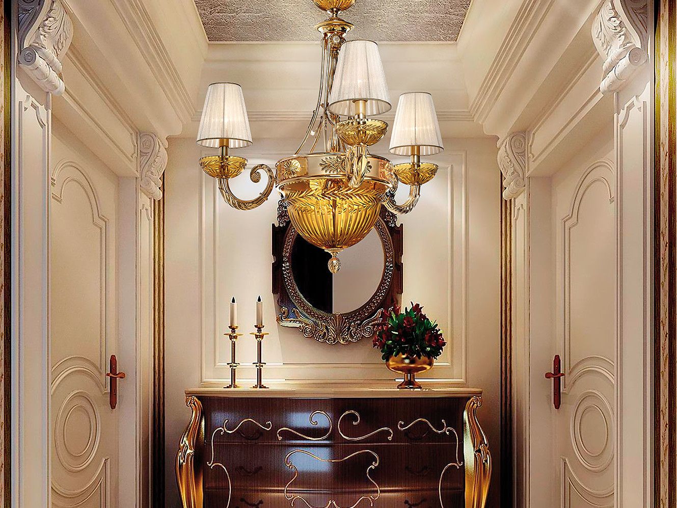 Градиентная золотая люстра с янтарным Кристаллом Possoni Illuminazione ARCH-00076709 - Вид №1