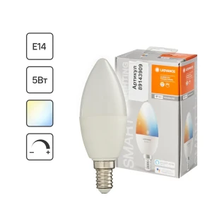 Лампа умная светодиодная Wi-Fi Osram Smart Plus E14 220-240 В 5 Вт свеча матовая 470 лм изменение оттенков белого