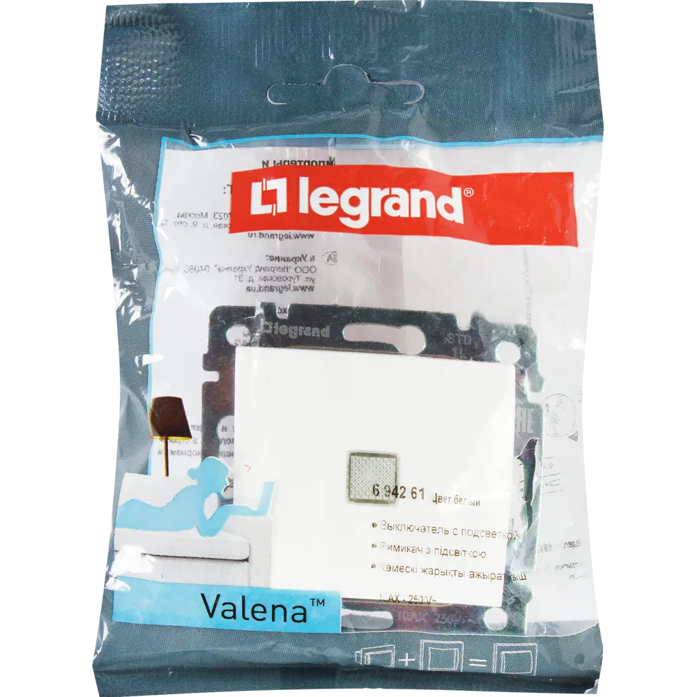 Legrand Valena Classic — одноклавишный выключатель с зелёной подсветкой 10319760 STLM-0000423 - Вид №6