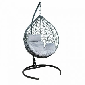 Кресло подвесное из искусственного ротанга бежевое светло-серое "Эва" IMPEX  00-3967102 Серый;черный