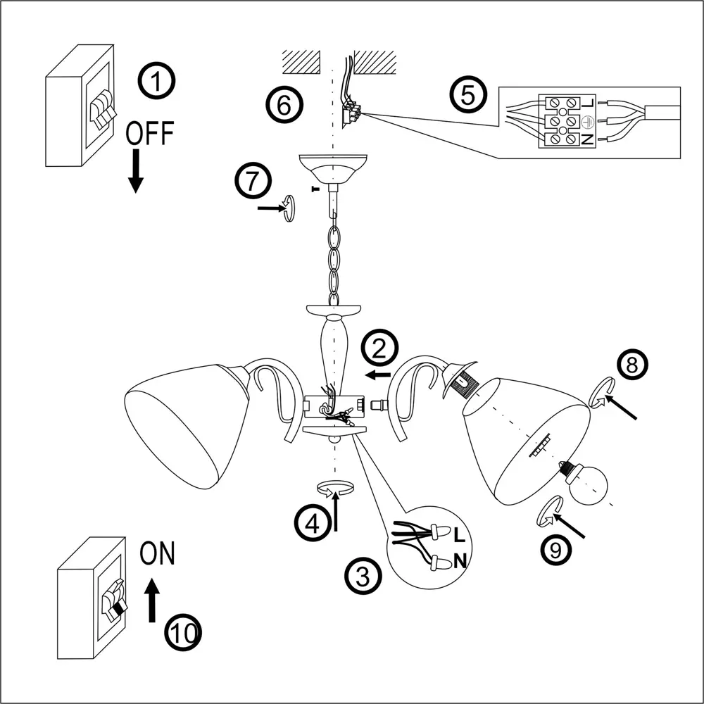Люстра потолочная Богема 3 лампы 9 м² цвет белый РОССВЕТ STLM-2002506 - Вид №10