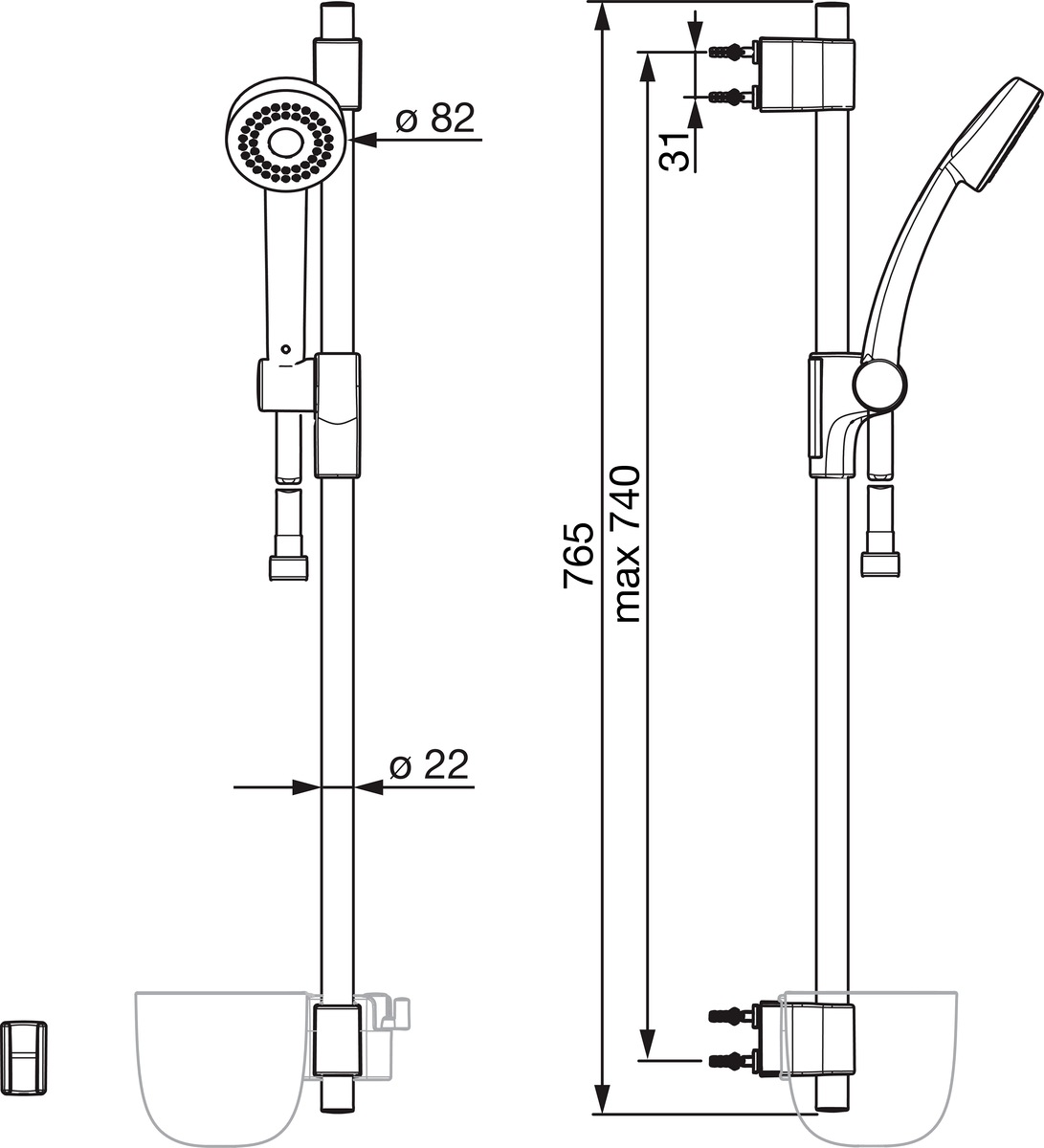 Oras 500 Душевой комплект 500 Natura Хром  - Вид №1