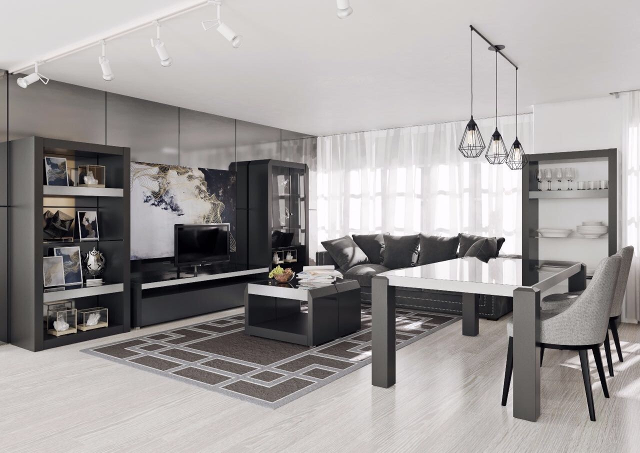 Журнальный столик черный со стеклянным топом и полкой Techno Dark PUSHA PUSHA 062881 Черный  - Вид №3