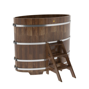 1517 Купель овальная из сращенных ламелей лиственницы 0,92х1,66х1,4 морёная Alyarus