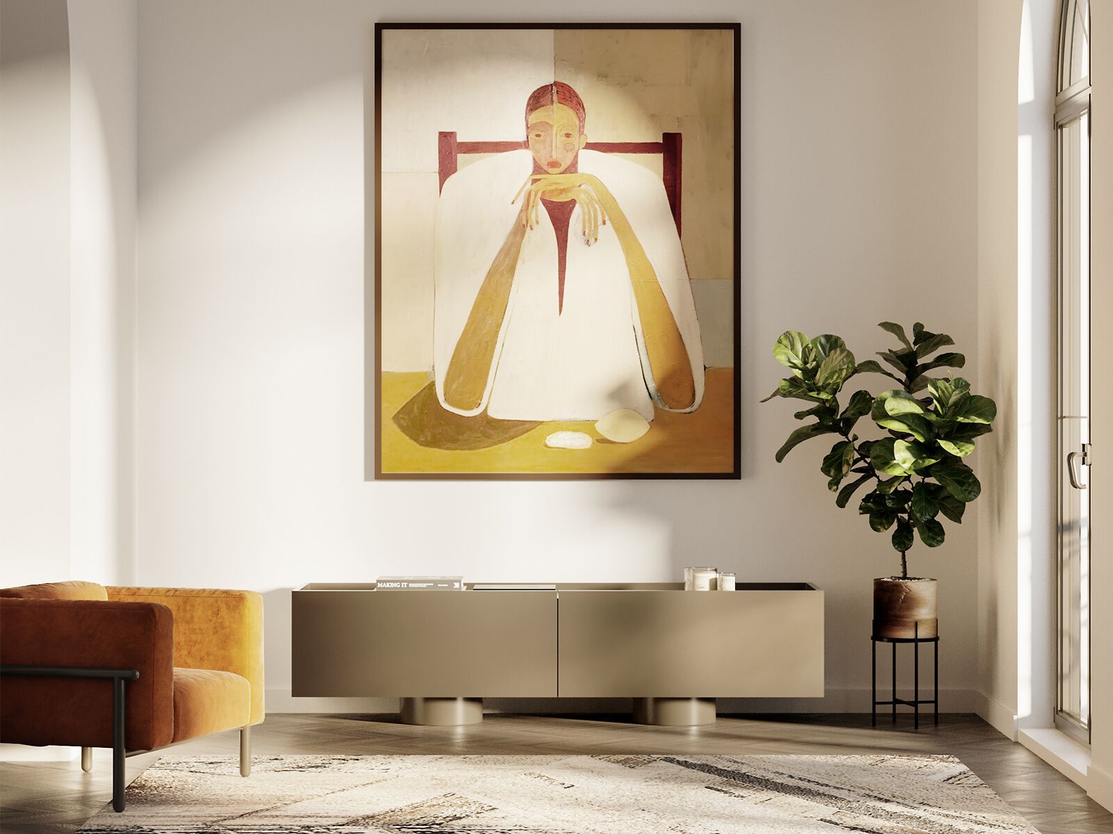 Низкий деревянный шкаф для телевизора с распашными дверцами ANA ROQUE INTERIORS ARCH-00031791 - Вид №1