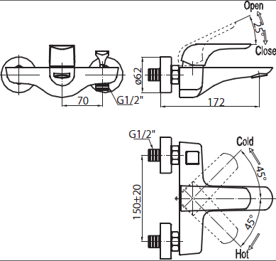 Смеситель для ванны и душа NOTA NOT-VASM-CRM BELBAGNO  - Вид №1