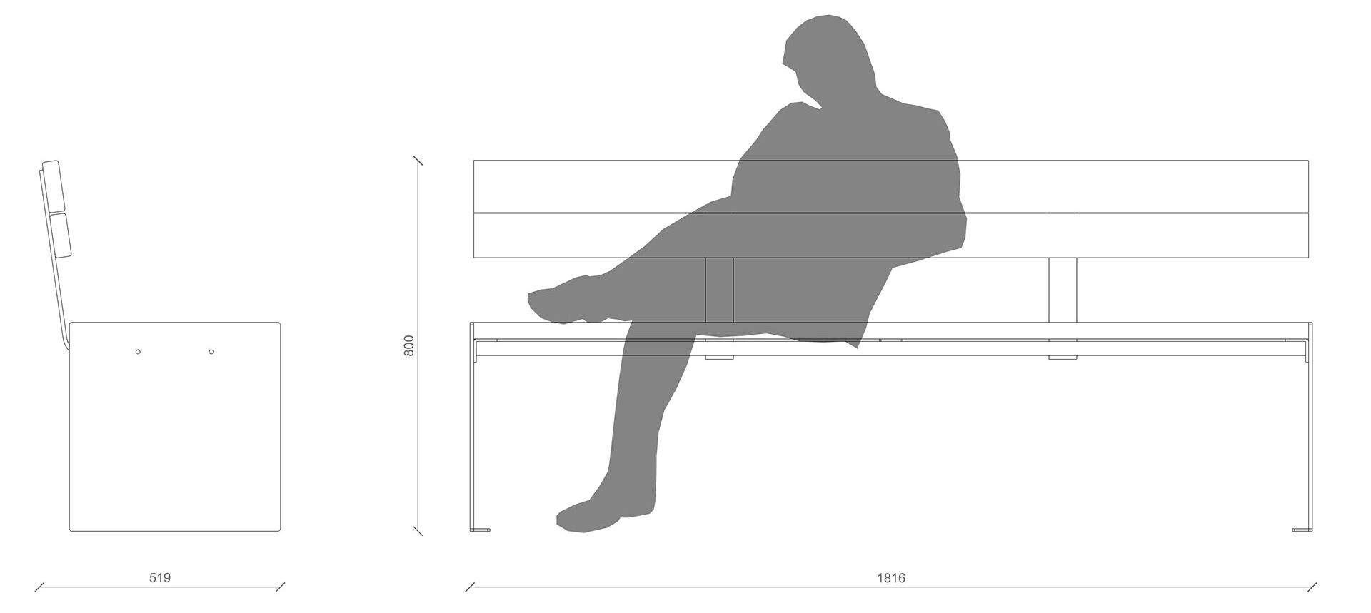 Скамья из окуме со спинкой Lazzari Recto ARCH-00077399 - Вид №19