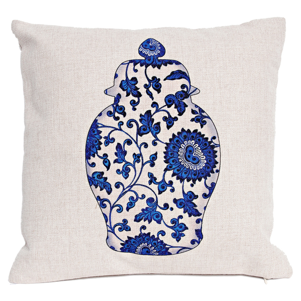 2719164 Декоративная подушка «Китайская ваза», версия 1, антик блю Object Desire 