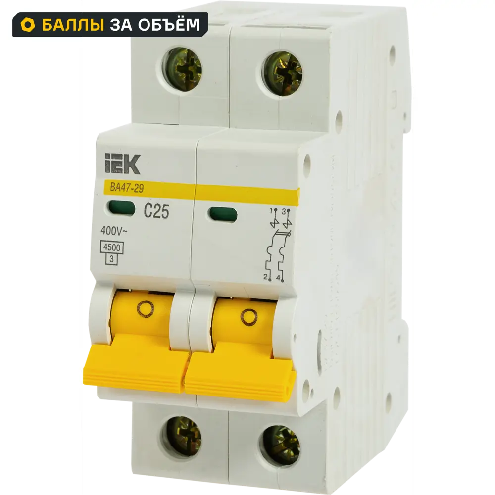 Автоматический выключатель IEK Home ВА47-29 1P N 25 А 4.5 кА C 11875267 STLM-2013198 