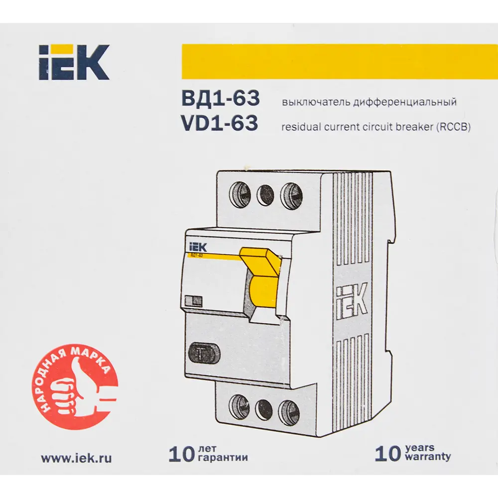 УЗО IEK ВД1-63 2Р 40 А 100 мА 4.5 кА AC MDV10-2-040-100 84284611 STLM-2051458  - Вид №5