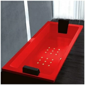Ванна Gruppo treesse Quadra 199 V073C-DX-KZ красная с золотой фурнитурой и аэромассажем прямоугольная встроенная правая