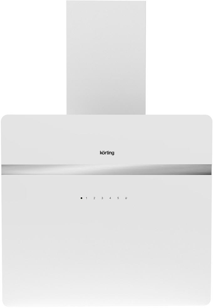 KHC 69131 GXW Вытяжки / ширина 60 см, вертикального типа, электронное сенсорное управление touch, 5 режимов, 950 м3/ч., таймер, пульт ду, алюминиевые жировые фильтры, led освещения, белое стекло + нержавеющая сталь Korting Santreyd  - Вид №1