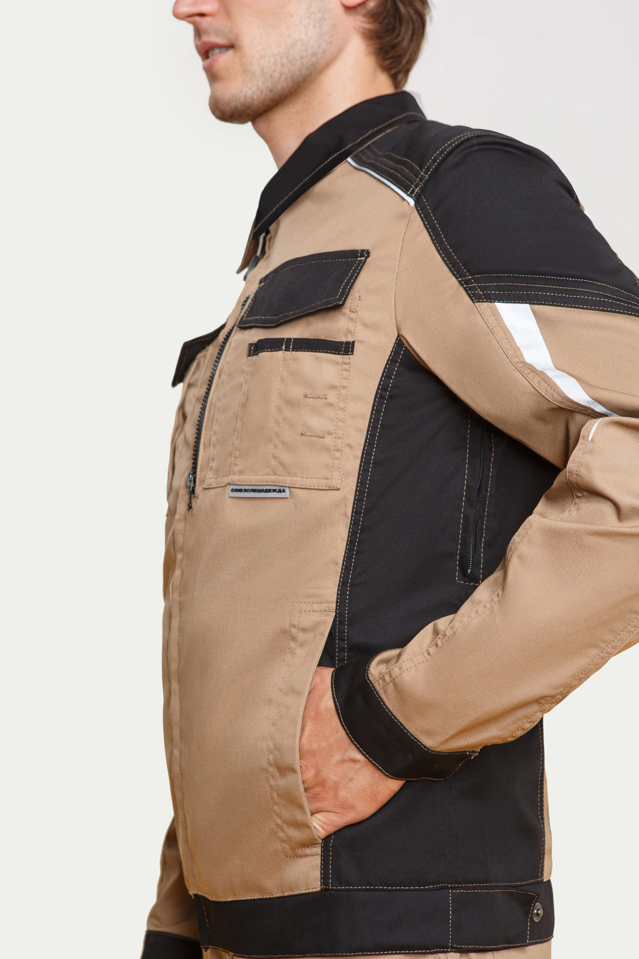 70069 Костюм  NEW бежевый с черным STATUS  Летняя спецодежда  размер 56-58/182-188  - Вид №7