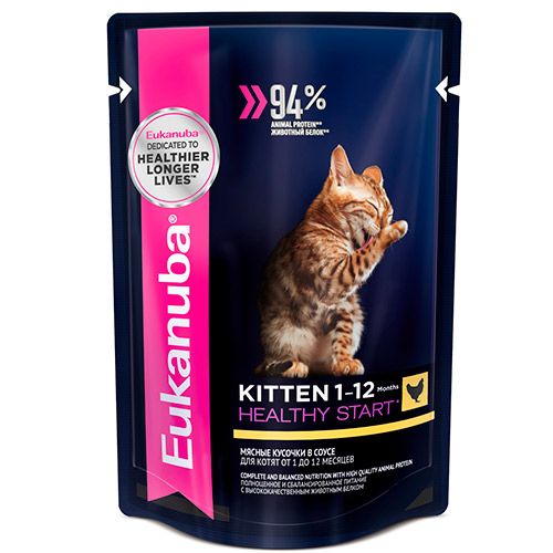 ПР0036743*24 Корм для котят курица в соусе конс. пауч 85г (упаковка - 24 шт) Eukanuba 