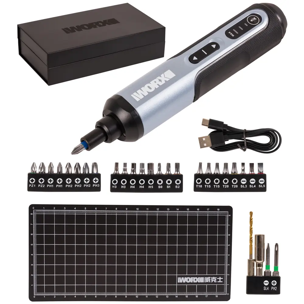 Аккумуляторная отвертка Worx WX240.1 с набором бит и подсветкой 89410210 STLM-1566734