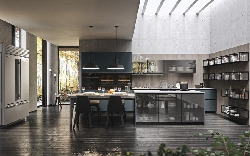 Alta Cucine Кухня из лакированного ламината с островом Sistema 22 sun-id-1381156 - Вид №1