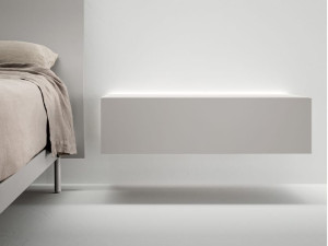 Деревянная прямоугольная подвесная прикроватная тумбочка с освещением