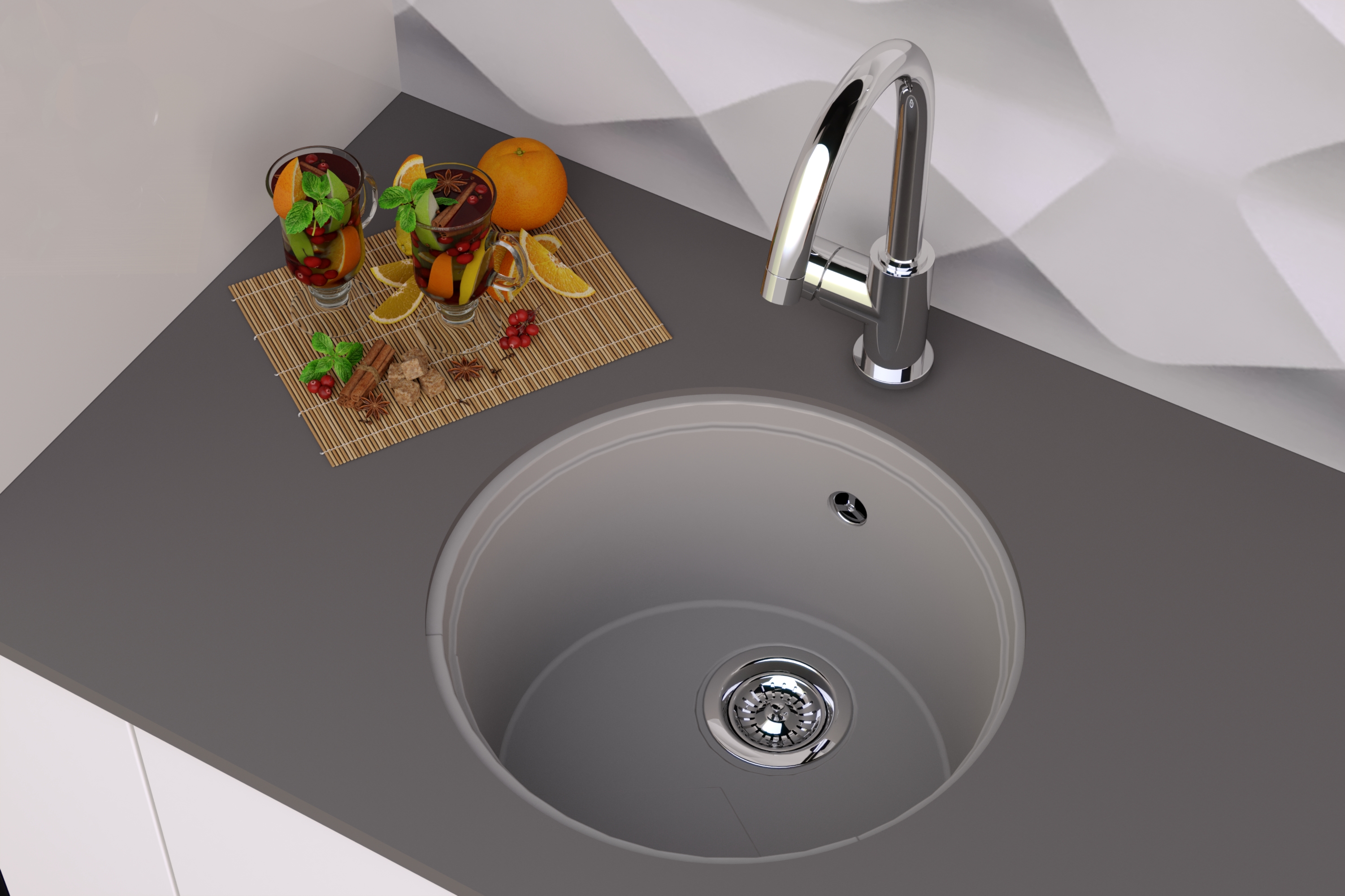Кухонная мойка подстольного монтажа Kit Kraken Lake 45 Grey  - Вид №3