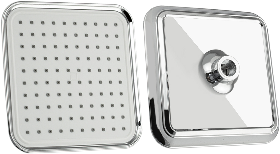GFmark - Лейка большая, тропический душ, квадратная, белая с хромом, 200 х 200 мм, код: 6043