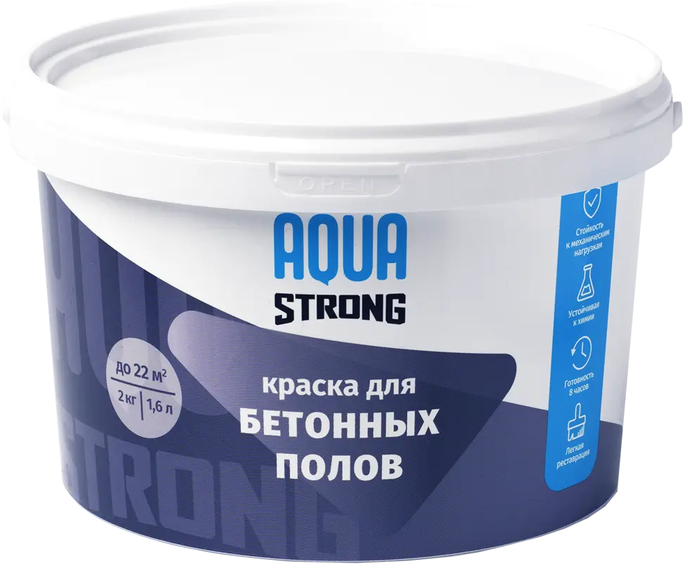Aquastrong Износостойкая краска для бетонных полов, белая, 2 кг 82356339